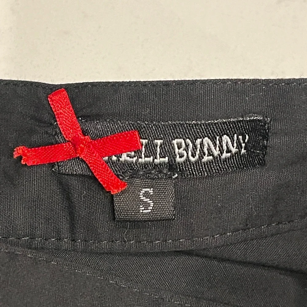 Hell Bunny Bat Swing Skirt Black White Goth Rockabilly Pinup 1950s Pockets Sz S - Picture 8 of 8